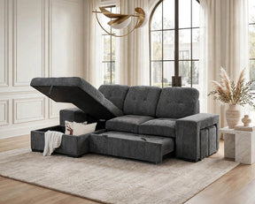 Kevin Grey Sectional With Pull-Out Bed by Happy Homes at Eve Furniture