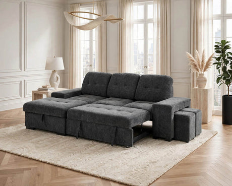 Kevin Grey Sectional With Pull-Out Bed by Happy Homes at Eve Furniture