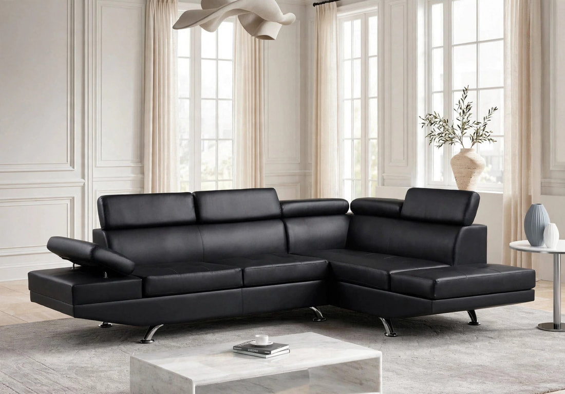 Moderno Black Right Arm Facing (RAF) Sectional by Happy Homes at Eve Furniture