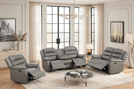Hope Gray 3-Piece Reclining Living Room Set by Happy Homes at Eve Furniture
