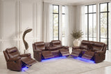 Isabel Espresso Leather Gel 3-Piece Reclining Set by Happy Homes at Eve Furniture