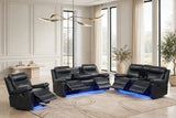 Isabel Black Leather Gel 3-Piece Reclining Set by Happy Homes at Eve Furniture