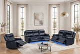 Aiden Black Leather Gel 3-Piece Manual Reclining Set by Happy Homes at Eve Furniture