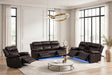 Aiden Brown Leather Gel 3-Piece Manual Reclining Set by Happy Homes at Eve Furniture