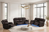Aiden Brown Leather Gel 3-Piece Manual Reclining Set by Happy Homes at Eve Furniture