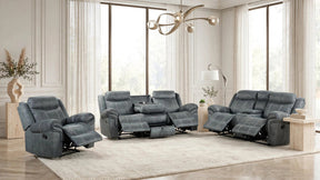 Andres 3-Piece Gray Leather Living Room Set by Happy Homes at Eve Furniture