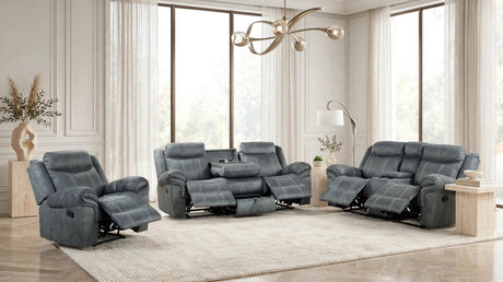 Andres 3-Piece Gray Leather Living Room Set by Happy Homes at Eve Furniture