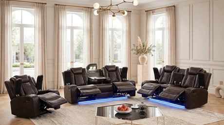 Luz Brown 3-Piece Reclining Living Room Set by Happy Homes at Eve Furniture