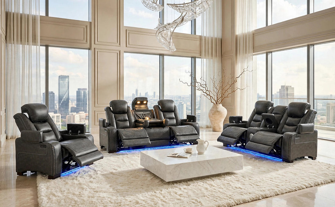 Tesla Gray 3-Piece Power Reclining Set by Happy Homes at Eve Furniture