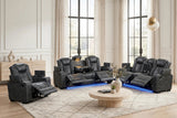Stefano Grey 3-Piece Reclining Living Room Set by Happy Homes at Eve Furniture