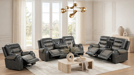 Ashley Gray Two-Tone 3-Piece Reclining Living Room Set by Happy Homes at Eve Furniture