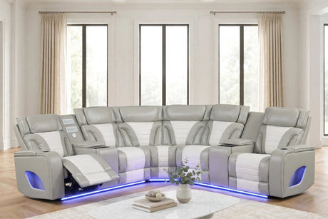 Ibiza Gray Power Reclining Sectional (Power Headrests) by Happy Homes at Eve Furniture