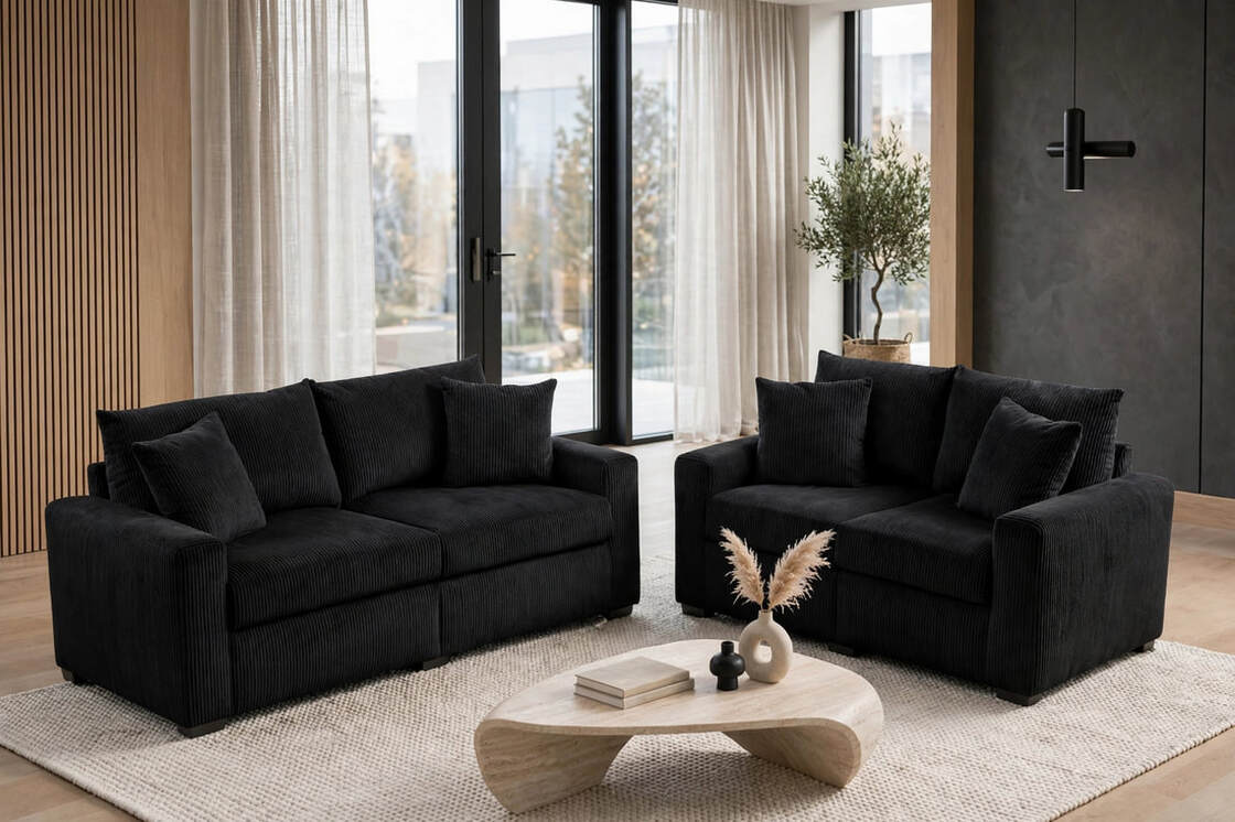 Julio Black Sofa and Loveseat