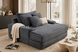 [Special] Larce Charcoal Fur Cord Fabric Chaise by Happy Homes at Eve Furniture