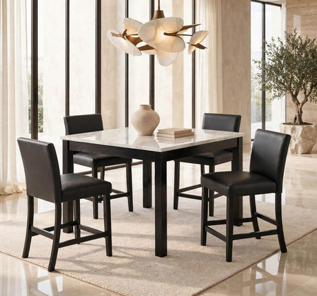 Dior PU Black 5-Piece Counter Height Set by Happy Homes at Eve Furniture