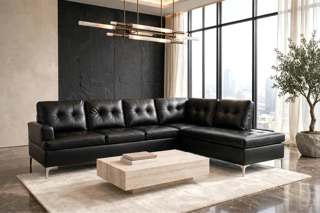 Vintage Black PU Sectional by Happy Homes at Eve Furniture