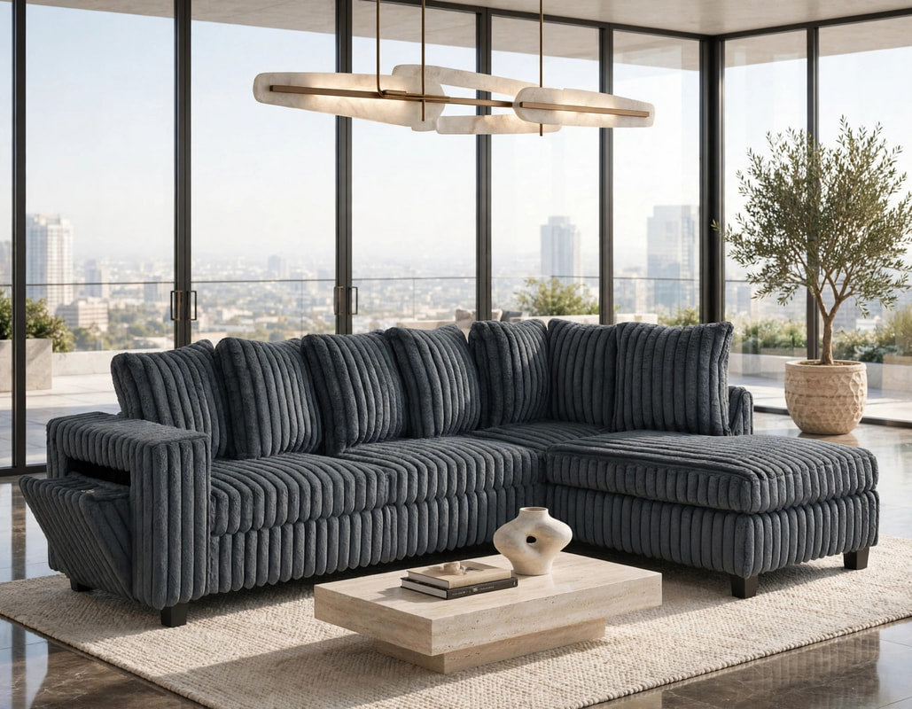 Rene Charcoal RAF Reversible Sectional by Happy Homes at Eve Furniture