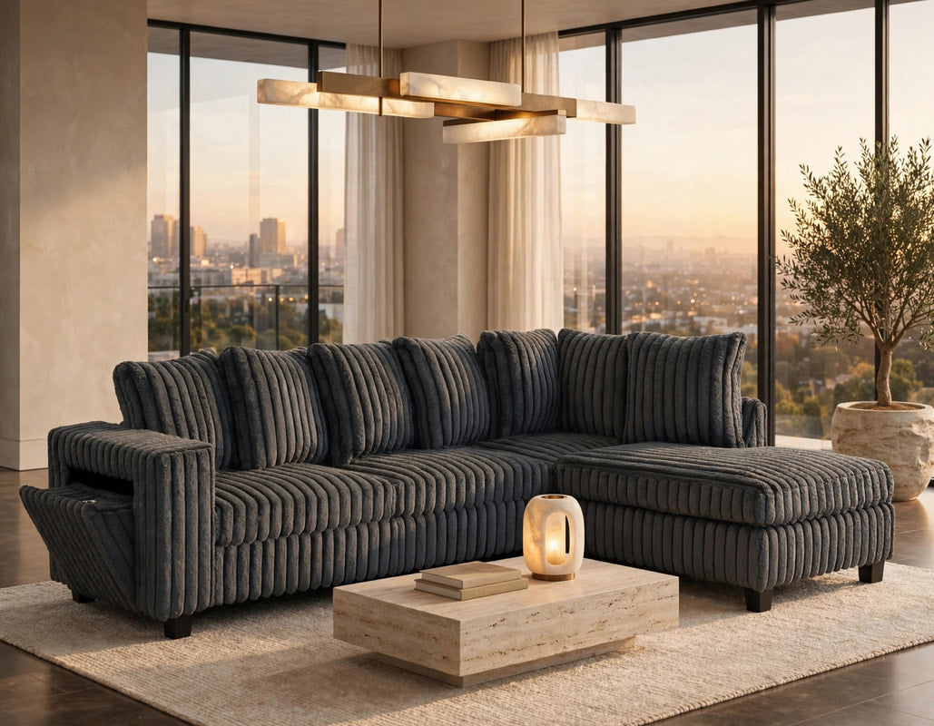 Rene Charcoal RAF Reversible Sectional by Happy Homes at Eve Furniture