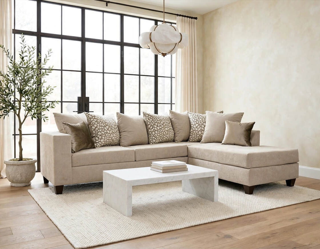 Monroe Hollywood Beige Right Arm Facing (RAF) Sectional by Happy Homes at Eve Furniture