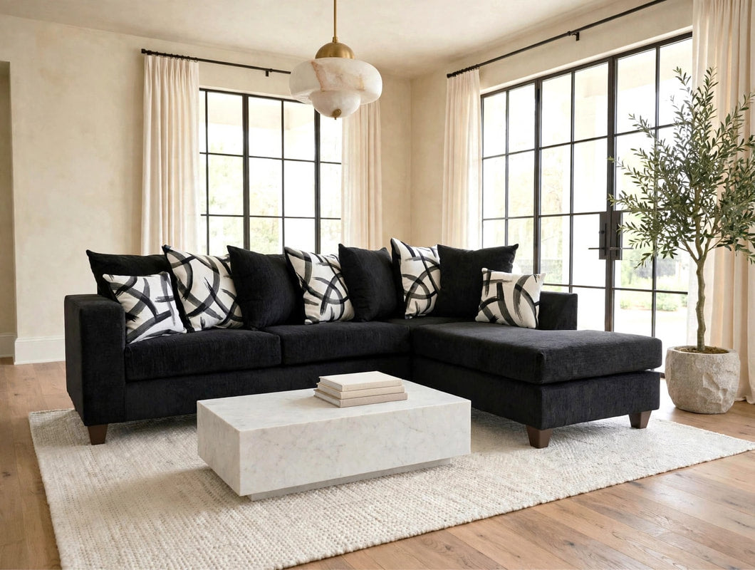 Monroe Black Right Arm Facing (RAF) Sectional by Happy Homes at Eve Furniture