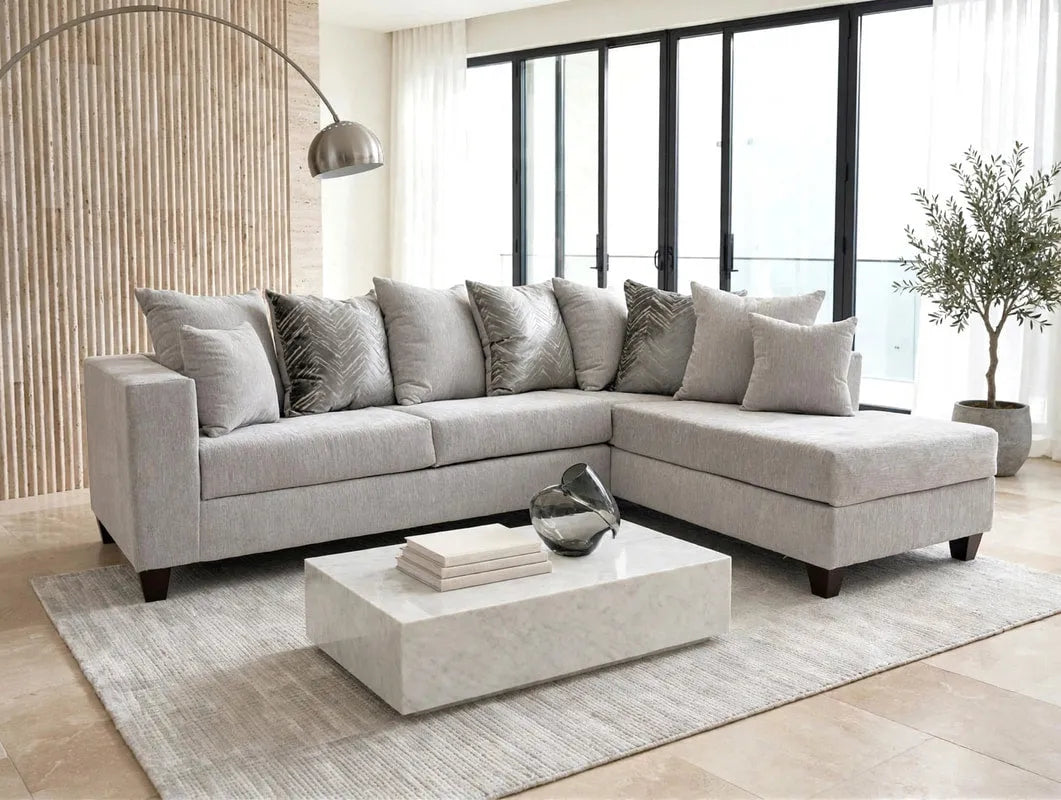Monroe Dove Right Arm Facing (RAF) Sectional by Happy Homes at Eve Furniture