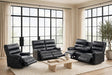 Albert Black Leather 3-Piece Reclining Living Room Set by Happy Homes at Eve Furniture