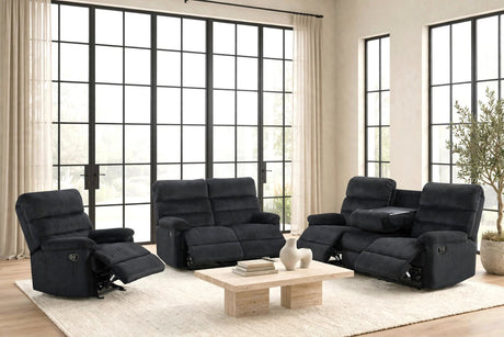 Albert Black Cord 3-Piece Reclining Living Room Set by Happy Homes at Eve Furniture