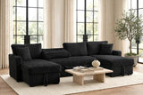 Seccional Chaise Doble Negro July con Cama Desplegable