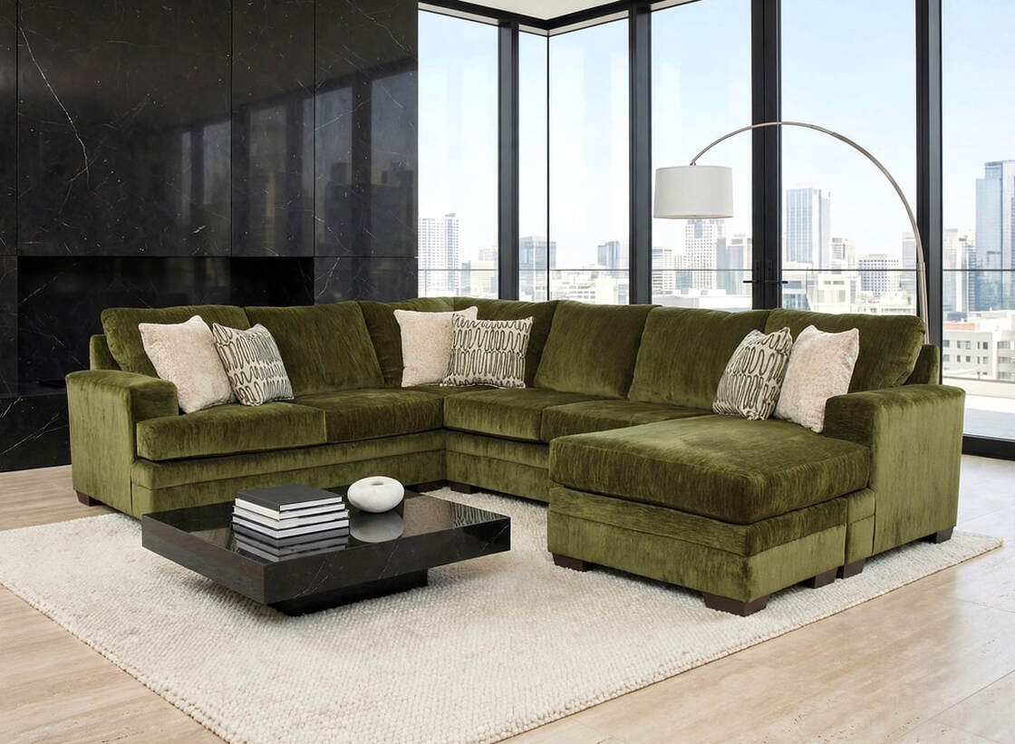 Aspen Pine Olive Reversible Chaise Sectional