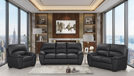 Tiffany Black Faux Leather Living Room Set by Happy Homes at Eve Furniture