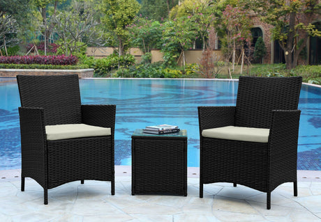 Imperia Patio 2-Person Seating Group with End Table with Cream Cushions by Manhattan Comfort at Eve Furniture