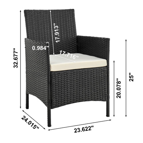 Imperia Patio 2-Person Seating Group with End Table with Cream Cushions by Manhattan Comfort at Eve Furniture