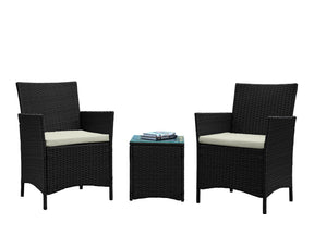 Imperia Patio 2-Person Seating Group with End Table with Cream Cushions by Manhattan Comfort at Eve Furniture