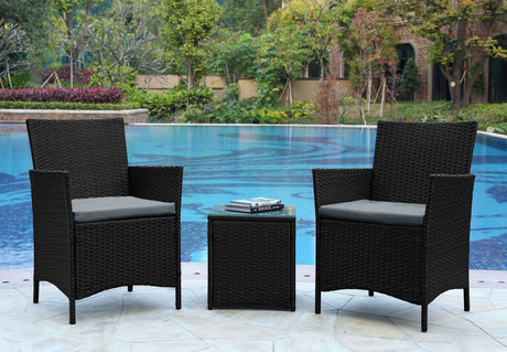 Imperia Patio 2-Person Seating Group with End Table with Grey Cushions by Manhattan Comfort at Eve Furniture