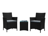 Imperia Patio 2-Person Seating Group with End Table with Grey Cushions by Manhattan Comfort at Eve Furniture