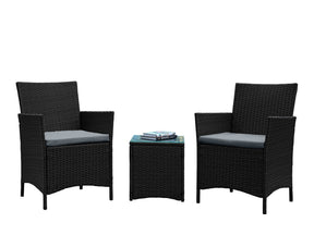 Imperia Patio 2-Person Seating Group with End Table with Grey Cushions by Manhattan Comfort at Eve Furniture