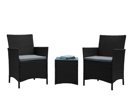 Imperia Patio 2-Person Seating Group with End Table with Grey Cushions by Manhattan Comfort at Eve Furniture