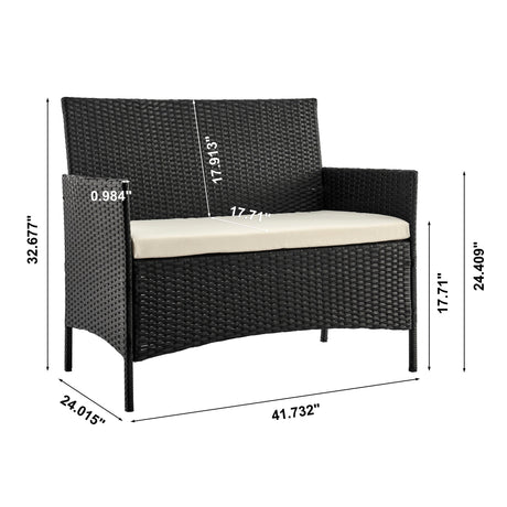 Imperia Patio 4-Person Conversation Set with Coffee Table with Cream Cushions by Manhattan Comfort at Eve Furniture