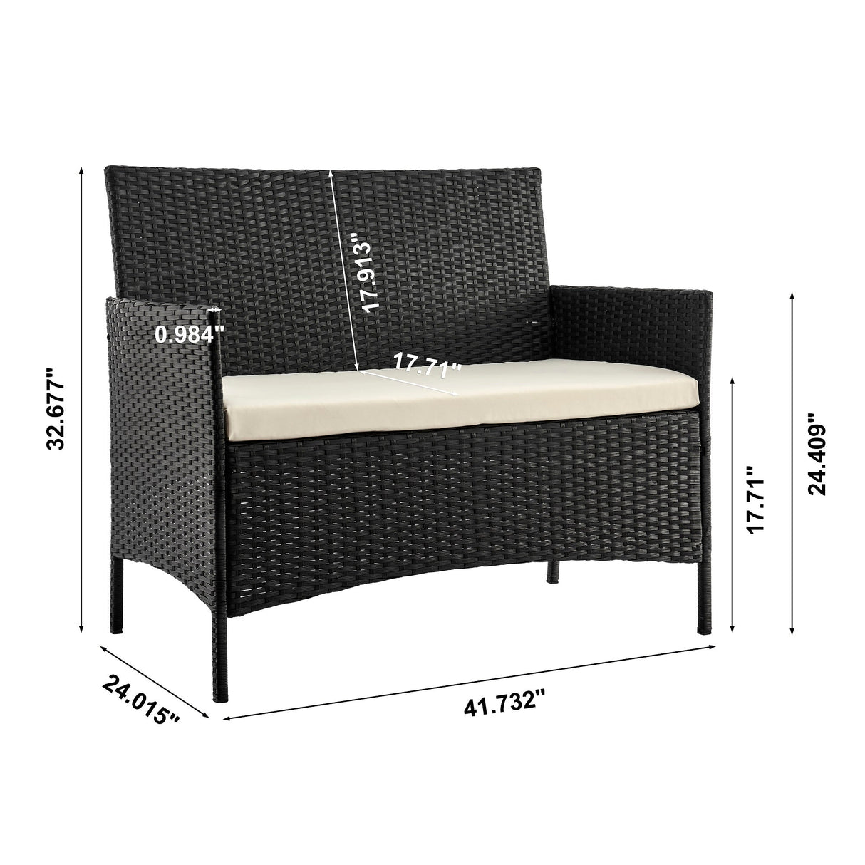 Imperia Patio 4-Person Conversation Set with Coffee Table with Cream Cushions by Manhattan Comfort at Eve Furniture