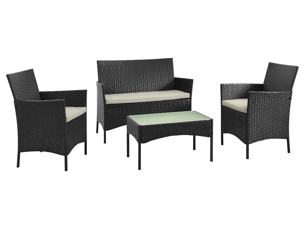Imperia Patio 4-Person Conversation Set with Coffee Table with Cream Cushions by Manhattan Comfort at Eve Furniture