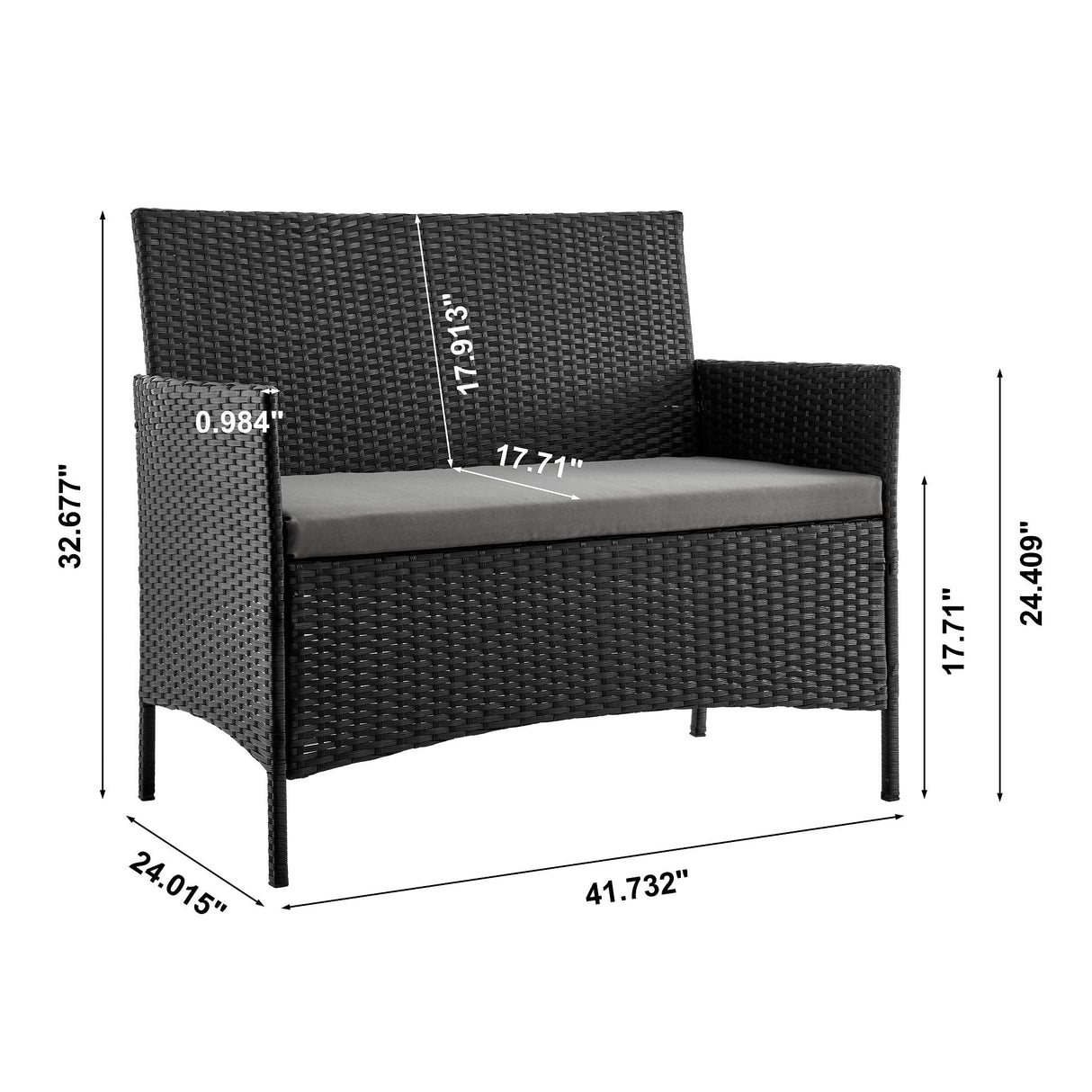 Imperia Patio 4-Person Conversation Set with Coffee Table with Grey Cushions by Manhattan Comfort at Eve Furniture