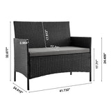 Imperia Patio 4-Person Conversation Set with Coffee Table with Grey Cushions by Manhattan Comfort at Eve Furniture