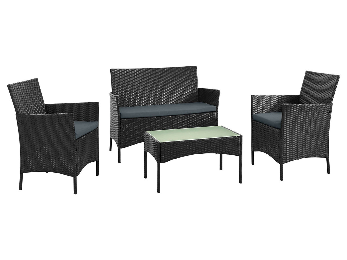 Imperia Patio 4-Person Conversation Set with Coffee Table with Grey Cushions by Manhattan Comfort at Eve Furniture