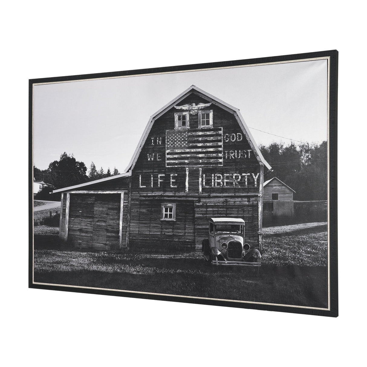 In God We Trust Barn by David Reams a Hand Embellished Textured Framed Canvas Photo Print by Mercana at Eve Furniture