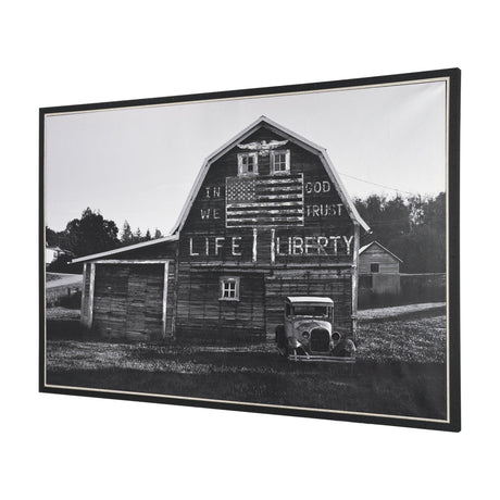 In God We Trust Barn by David Reams a Hand Embellished Textured Framed Canvas Photo Print by Mercana at Eve Furniture