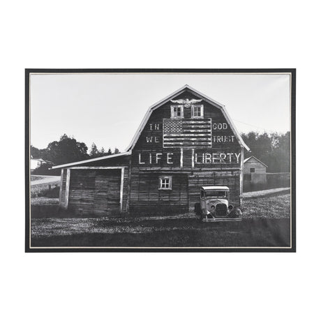 In God We Trust Barn by David Reams a Hand Embellished Textured Framed Canvas Photo Print by Mercana at Eve Furniture