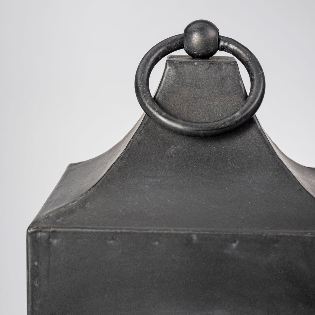 Ina Short Charcoal Metal Candle Holder Lantern by Mercana at Eve Furniture