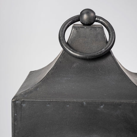 Ina Short Charcoal Metal Candle Holder Lantern by Mercana at Eve Furniture
