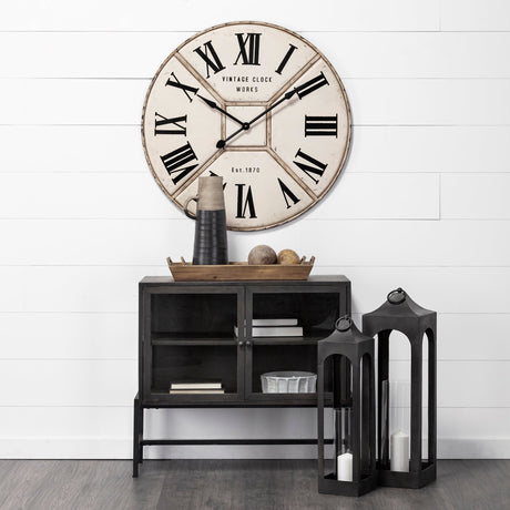 Ina Short Charcoal Metal Candle Holder Lantern by Mercana at Eve Furniture