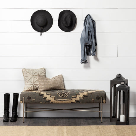 Ina Short Charcoal Metal Candle Holder Lantern by Mercana at Eve Furniture